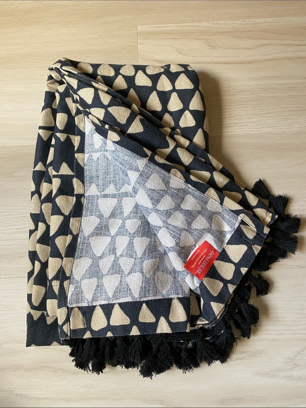 Opalhouse Printed Triangle Pattern Shower Curtain Black & Beige - Picture 7 of 7